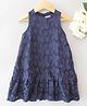 Qvink Schiffili Sleeveless Floral Embroidered Dress - Navy Blue