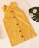 Qvink Corduroy Sleeveless Polka Dots Printed Dress - Yellow