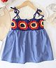 Qvink Cotton Sleeveless Abstract Designed Crocheted Dress - Blue