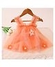 Qvink Net Sleeveless Floral Applique Detailed Dress - Orange