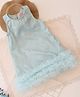 Qvink Net Sleeveless Pearl Embellished & Ruffle Detailed Dress - Light Blue