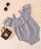 Qvink Cambric Cold Shoulder Sleeves Striped Onesie - Blue