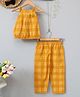 Qvink Cotton Sleeveless Checked Coordinating Top & Pant Set - Yellow