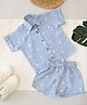 Qvink Cotton Half Sleeves Stars & Polka Dots  Coordinating Shirt & Shorts Set - Blue