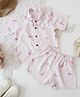 Qvink Cotton Half Sleeves Floral Printed Coordinating Shirt & Shorts Set - Pink