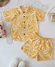 Qvink Cotton Linen Half Sleeves Abstract Printed Coordinating Shirt & Shorts Set - Yellow