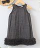 Qvink Net Sleeveless Shimmered Ruffle Detailed Dress - Black