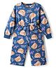 Babyhug Cotton Knit Full Sleeves Jumpsuit with Bear Print - Blue