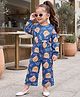 Babyhug Cotton Knit Full Sleeves Jumpsuit with Bear Print - Blue