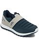 asian Colour Blocked Running Shoes With Velcro Closure - Navy Blue & Grey