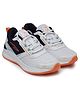 asian Mesh Detailed & Colour Blocked With Lace Up Running Shoes - White & Navy Blue