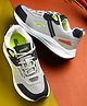 asian Mesh Detailed & Colour Blocked With Lace Up Running Shoes - Grey & Green