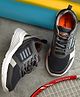 asian Mesh Detailed & Striped WIth Lace Up Running Shoes - Grey