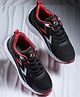 asian Mesh Detailed & Colour Blocked With Lace Up Running Shoes - Black & Red