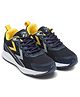 asian Mesh Detailed & Colour Blocked With Lace Up Running Shoes - Navy Blue & Mustard
