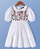 Pine Kids 100% Cotton Half Sleeves Floral Embroidered Frock - White