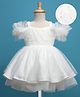 Mark & Mia Woven Cold Shoulder Sleeves Party Dress with Pearl Detailing - White