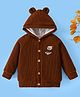Mark & Mia Full Raglan Sleeves Hooded Winter Jacket With Teddy Bear Embroidery - Brown