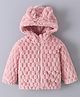 Mark & Mia Full Sleeves Hooded Fur Winter Jacket With Ear Applique - Dark Pink