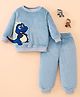 Mark & Mia Full Sleeves Winter Wear Night Suit With Dino Patch & Applique - Light Blue