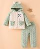 Mark & Mia Full Sleeves Winter Wear Hooded Night Suit With Panda Print & Cable Knit Design - Olive Green