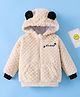 Mark & Mia Full Sleeves Fur Hooded Winter Jacket With Sheep Embroidery & Kangaroo Pockets - Beige