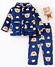 Mark & Mia Full Sleeves Winter Wear Co-Ord Night Suit With Bear Print - Navy Blue