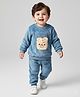 Mark & Mia Full Sleeves Winter Wear Sweatshirt & Pant Set With Animal Applique - Light Blue