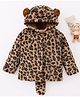 Mark & Mia Full Sleeves Cheetah Printed Hooded Jacket With Applique - Brown