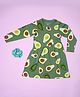 Be Awara Cotton Knit Full Sleeves Avocado Printed Dress - Green