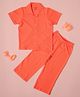 Be Awara Cotton Knit Half Sleeves Solid Shirt & Coordinating Pant Set - Orange