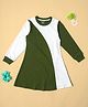 Be Awara Cotton Knit Full Sleeves Cut & Sew Dress - Green & White