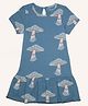 Be Awara Cotton Knit Half Sleeves Mushroom Printed Dress - Dark Blue