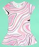 Be Awara Cotton Knit Half Sleeves Abstract Printed Dress - White