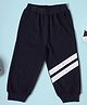 Be Awara Cotton Knit Placement Striped Joggers - Navy Blue