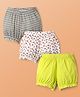 Pine Kids Cotton Elastane Knit Bloomers with Stripes & Cherry Print Pack of 3 (Color May Vary)