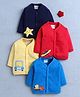 BUMZEE Cotton Knit Pack Of 4 Full Sleeves Space & Vehicle Printed Jhablas  - Yellow & Red