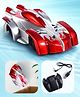 Play Nation Wall Rocket Remote Control Wall Climbing Rechargeable Car for Kids | Anti-Gravity Stunt Car with LED Lights| Vertical Stunts and Floor Racing| Sleek Racer Design| USB Charging - Red