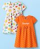 Babyhug Single Jersey Knit Half Sleeves Frocks with Butterfly & Polka Dots Print Pack of 2 - Orange & White