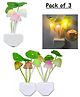 ADKD Mushroom LED Night Lamp with Automatic Light Sensor  Energy Saving, Color Changing Night Light for Bedroom, Kids Room & Home Décor - (Pack of 3) (Color & Design May Vary)