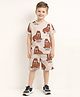 Little Marine Cotton Half Sleeves Walrus Printed Tee & Coordinating Shorts Set - Brown Camel