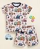 Little Marine Cotton Half Sleeves Excavators Printed Tee & Coordinating Shorts Set - Multi Colour