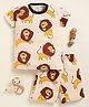 Little Marine Cotton Half Sleeves Lion Printed Tee & Coordinating Shorts Set - Light Yellow