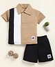 Little Marine Cotton Half Sleeves Colour Blocked Polo Tee & Shorts Set - Grey & Black