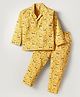 Rikidoos Cotton Woven Full Sleeves Doodle Art Printed Coordinating Night Suit Set - Yellow