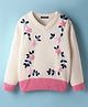 Pine Kids Knit Full Sleeves Floral Embroidered Pullover Sweater - Off White & Pink