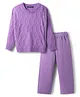 Pine Kids Knit Full Sleeves Pullover Solid Sweater Set with Hexagon Design - Purple
