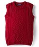 Pine Kids Knit Sleeveless Pullover Sweater Vest with Cable Knit Design - Dark Red