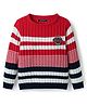 Pine Kids Knit Full Sleeves Striped Pullover - Red