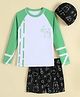 Mark & Mia Full Raglan Sleeves Two Piece Swimsuit with Bear Print -Light Green